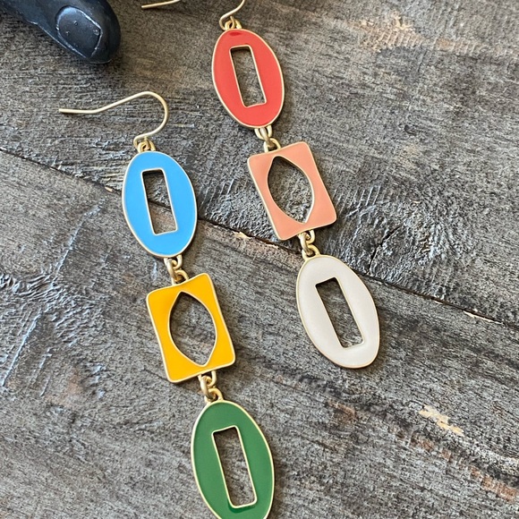 Anthropologie Jewelry - NEW Bright Enamel Colors Hoop Dangle Earrings